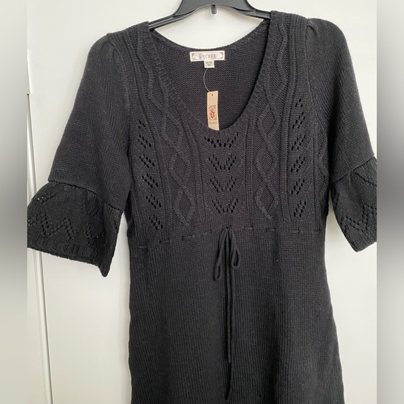 Boho Black Crochet Sweater Dress NWT - Picture 2 of 8